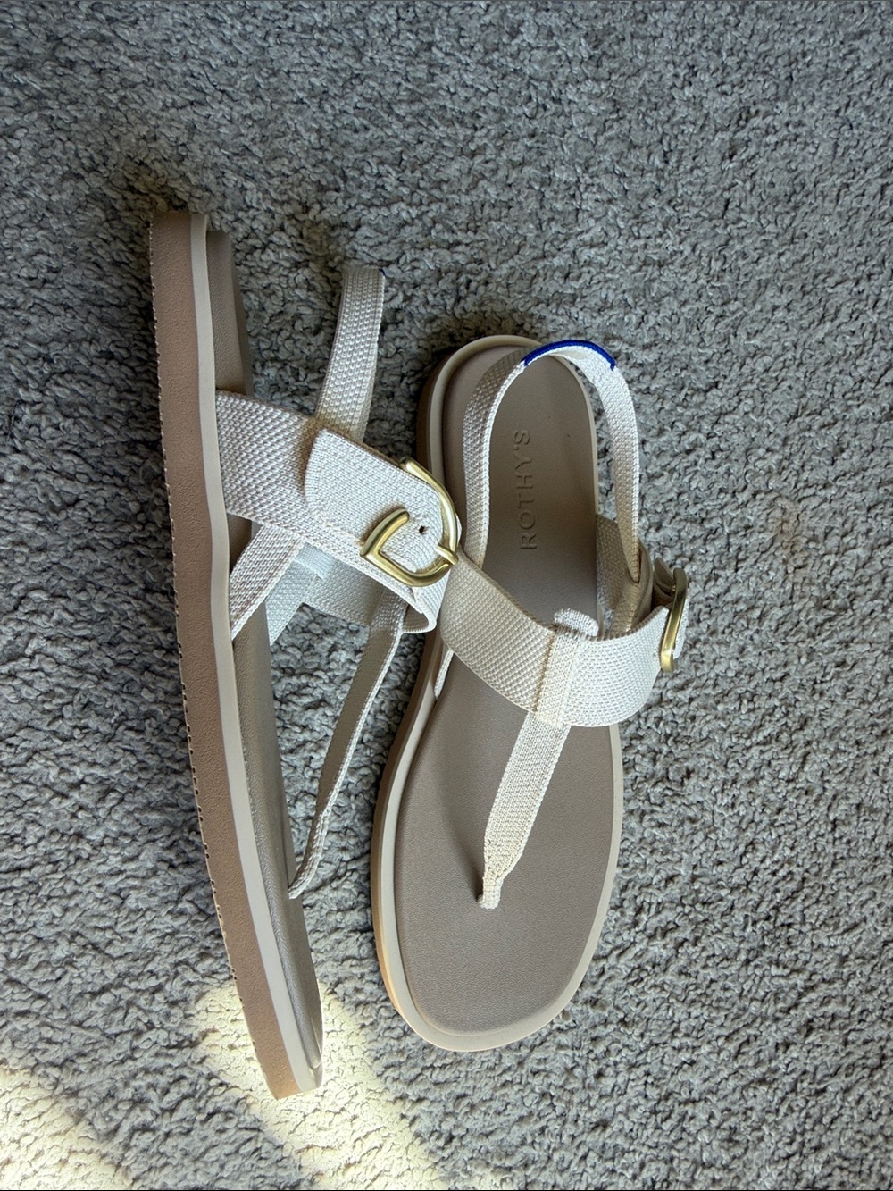 T-Strap Sandal in Cream - Picture 3 of 8